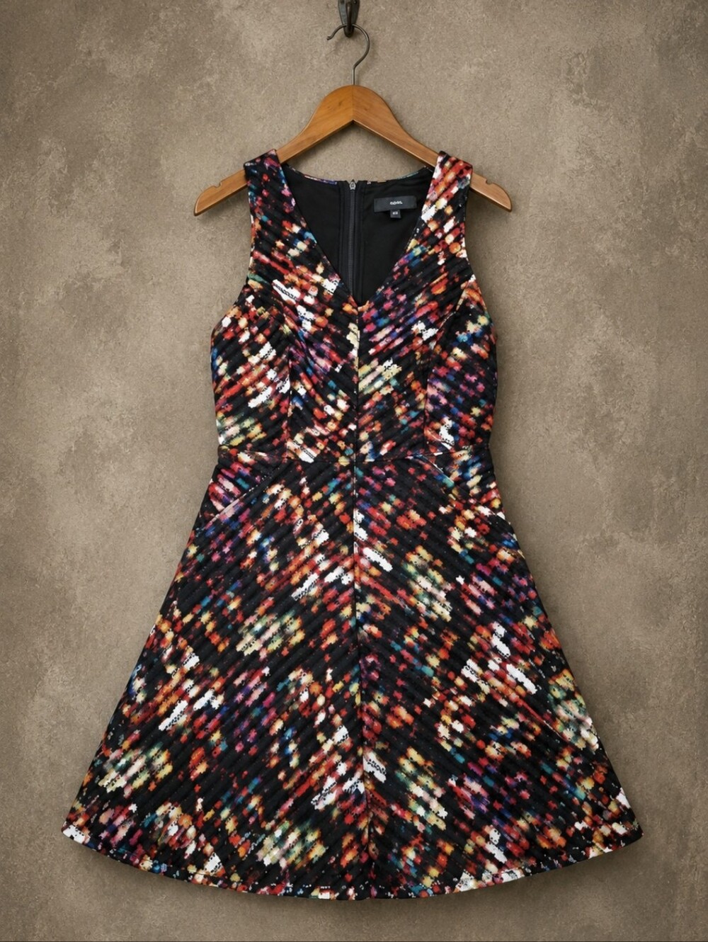 Mossimo Sleeveless V-Neck Multicolor Patterned Dress